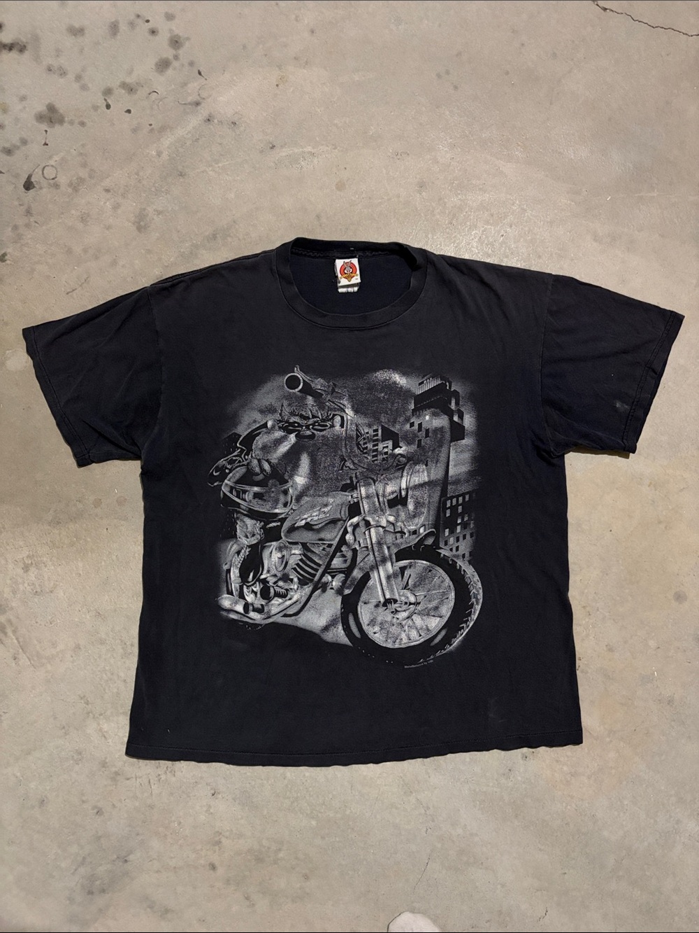 Vintage 90s Looney Tunes Taz Motorcycle Short Sleeve Shirt